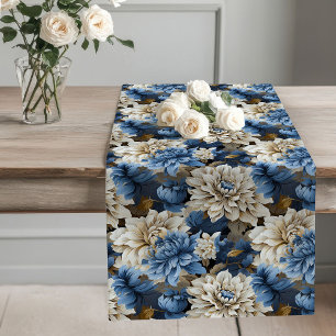 Blue and White Flowers Chic Table Runner