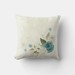 blue and white flowers cushion