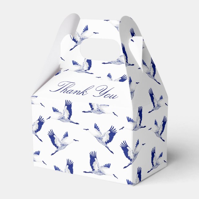 Blue and white flying cranes favour box (Front Side)
