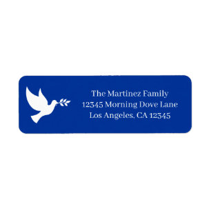 Blue and White Flying Peace Dove Return Address Label