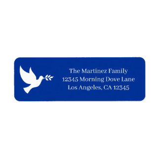 Blue and White Flying Peace Dove Return Address Label