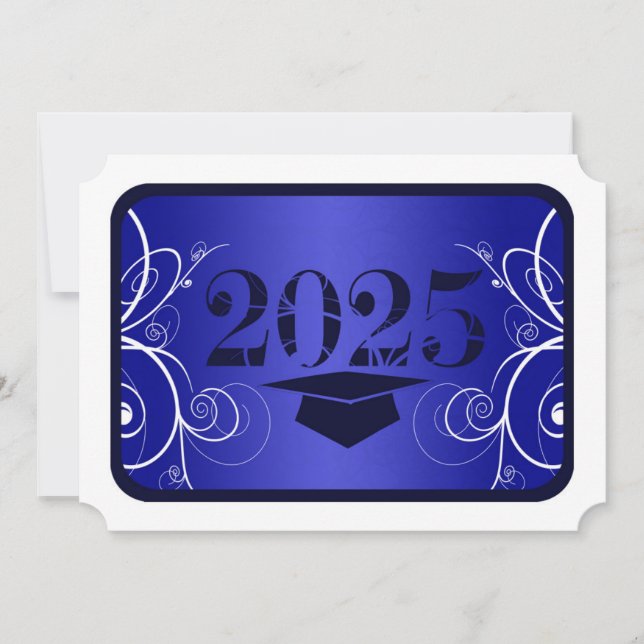 Blue and White Frame Graduation Invitation (Front)