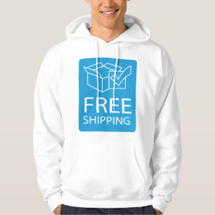 Blue and White Free Shipping Icon Hoodie