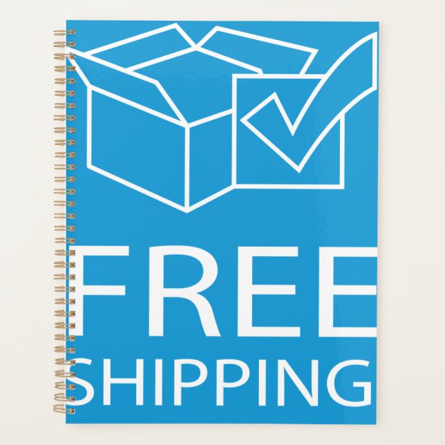 Blue and White Free Shipping Icon Planner (Front)
