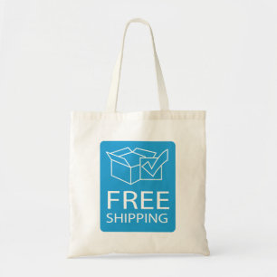 Blue and White Free Shipping Icon Tote Bag