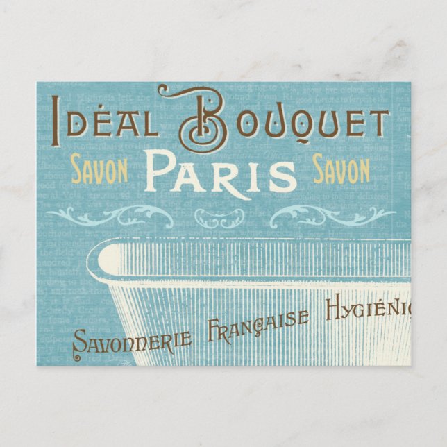 Blue and White French Bathtub Postcard (Front)