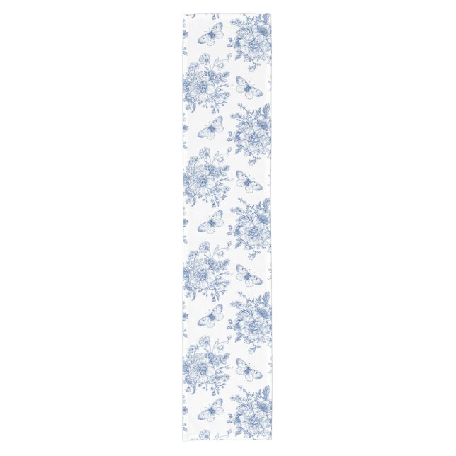 Blue And White French Country  Short Table Runner (Front)