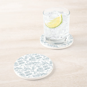 Blue and White French Toile Coaster
