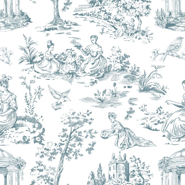Blue and White French Toile Cushion (Creator Uploaded)