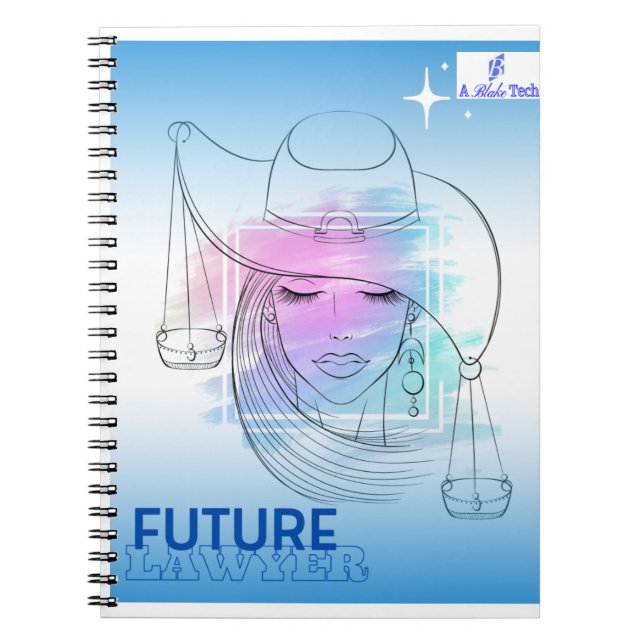 Blue and White Future Lawyer Spiral Photo Notebook (Front)