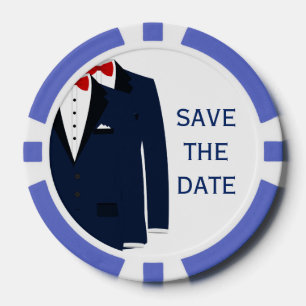 Blue And White Gay Save The Date Poker Chips