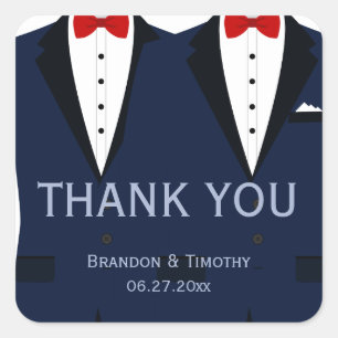 Blue And White Gay Wedding Favour Stickers