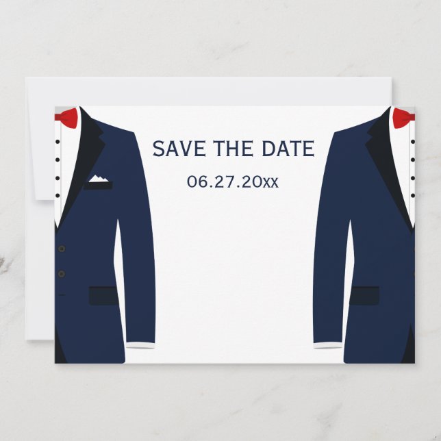 Blue And White Gay Wedding Save The Dates Save The Date (Front)