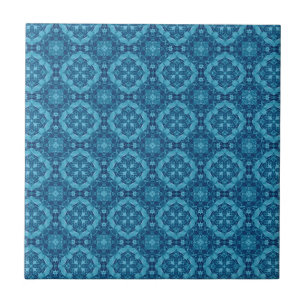 Blue and White Geometric Design T011 Ceramic Tile