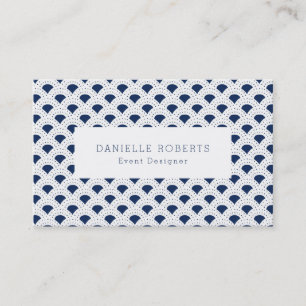 Blue and white geometric Japanese pattern Business Card