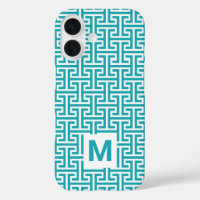 Blue and White Geometric Pattern Monogram