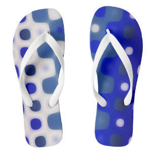Blue and White Geometric Pattern Thongs
