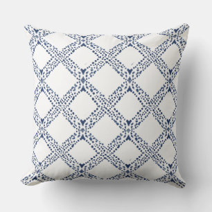 Blue and White Geometric Throw Pillow