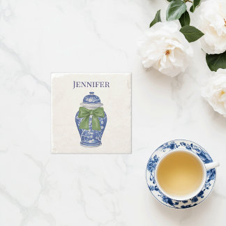Blue and White Ginger Jar Chinoiserie  Stone Coaster