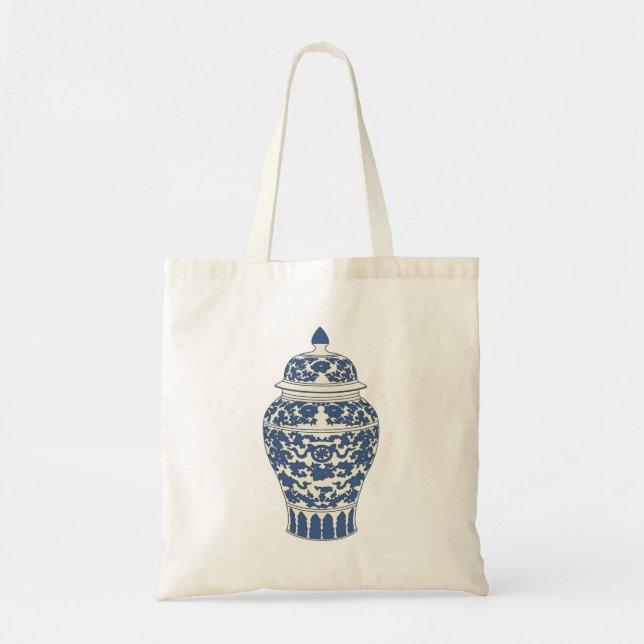 Blue and White Ginger Jar Tote Bag (Front)