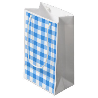 Blue And White Gingham Check Pattern Small Gift Bag
