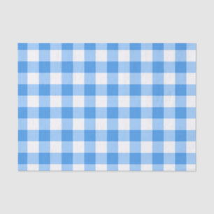 Blue And White Gingham Check Pattern Tissue Paper