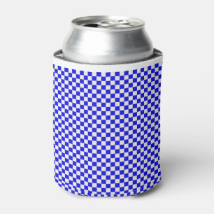 Blue And White Gingham Chequered Can Cooler