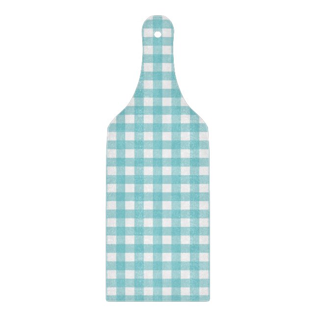 Blue and White Gingham Design Cutting Board (Front)