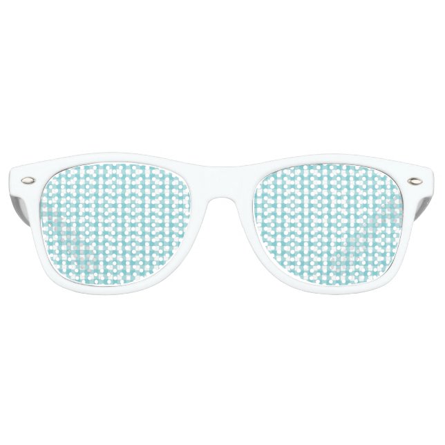 Blue and White Gingham Design Retro Sunglasses (Front)
