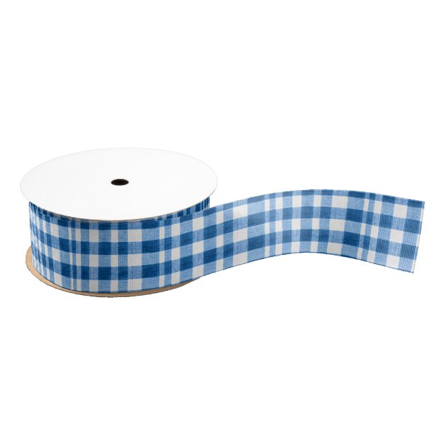 Blue and White Gingham Grosgrain Ribbon (Spool)