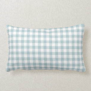 Blue and White Gingham Pattern Lumbar Cushion