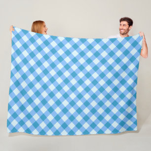 Blue and White Gingham Pattern Picnic Blanket