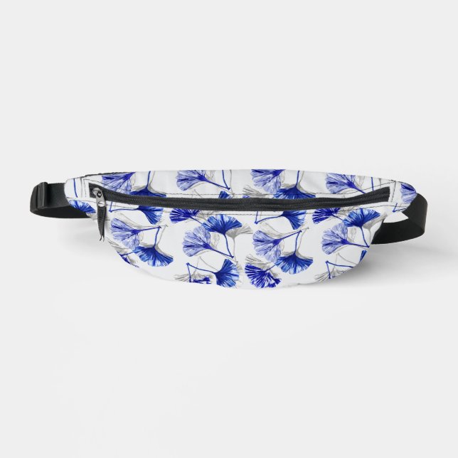 Blue and white gingko leaf  bum bags (Front)