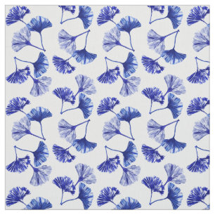 Blue and white gingko leaves fabric
