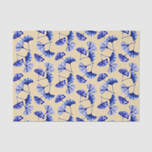 Blue and white gingko leaves tissue paper