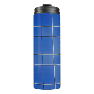 Blue and white glass windows thermal tumbler