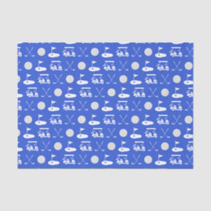 Blue and White Golf Icons Tissue Paper