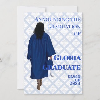 Blue and White Graduation Announcement