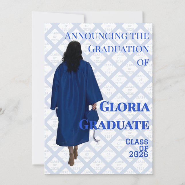 Blue and White Graduation Announcement (Front)