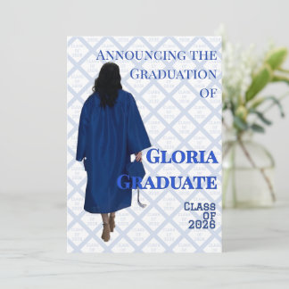Blue and White Graduation Announcement Invite