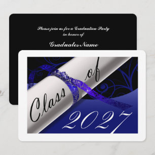 Blue and White Graduation Party Invitation
