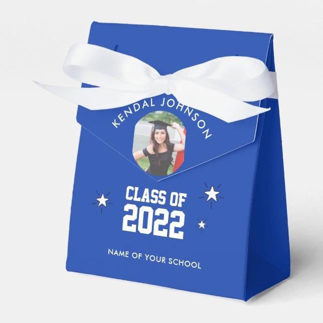 Blue and White Graduation Photo Favour Box (Front Side)