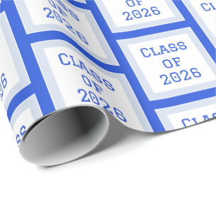 Blue and White Graduation Wrapping Paper 2026