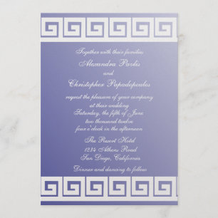 Blue and White Greek Key Invitation