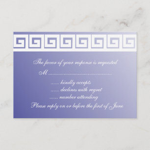 Blue and White Greek Key  RSVP Cards