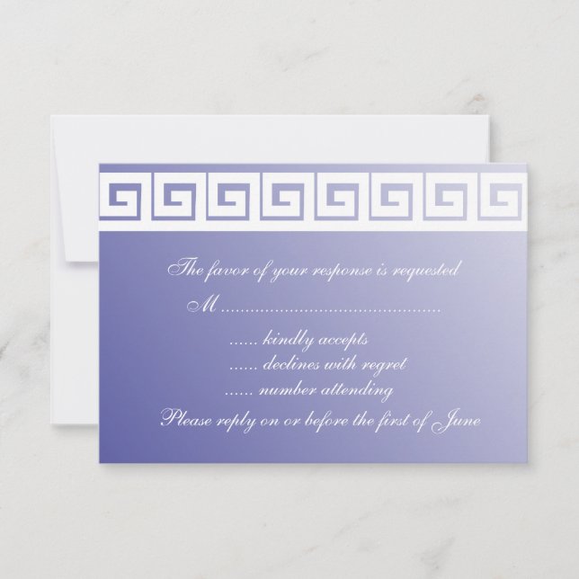 Blue and White Greek Key  RSVP Cards (Front)
