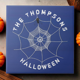 Blue and White Halloween Spooky Custom Ceramic Tile