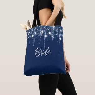 Blue and White Hanging Lights Bride Tote Bag