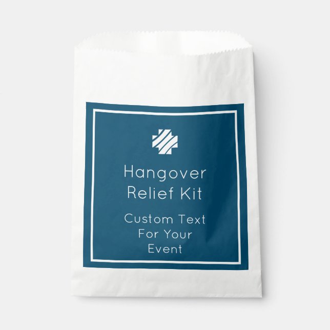 Blue and White Hangover Relief Kit Favour Bags (Front)