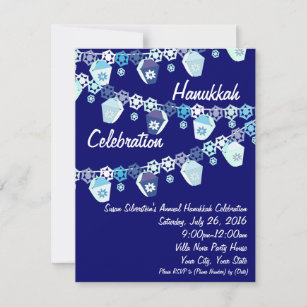 Blue and White Hanukkah Celebration Invitations